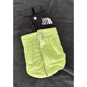 The Pet Face Dog Jacket Black & Green Medium Puffer Coat With Fleece Lining & Sn